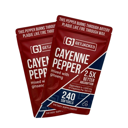 Support Vascular Function with GetJacked Cayenne Softgels Buy 1 Get 1 Free