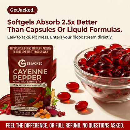 Support Vascular Function with GetJacked Cayenne Softgels Buy 1