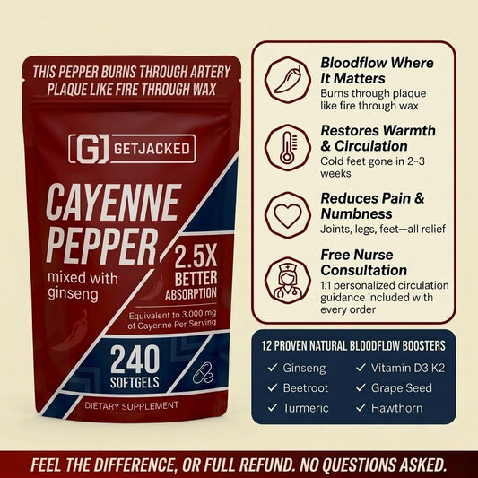 Favorezca la función vascular con las cápsulas blandas de cayena GetJacked